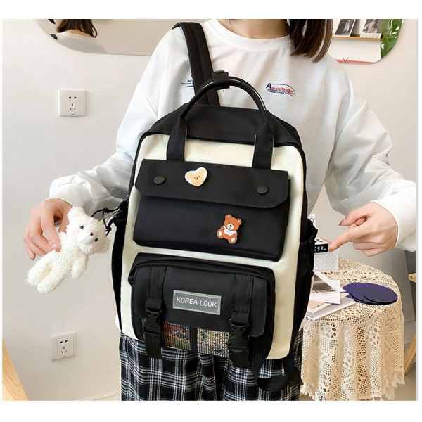Рюкзак Korea Look набор для девочек школьный 4 предмета (Черный)