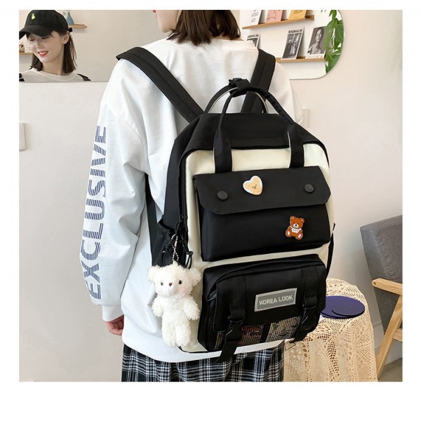 Рюкзак Korea Look набор для девочек школьный 4 предмета (Черный)