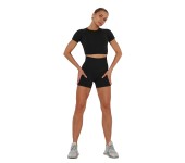 Бесшовные короткие спортивные шорты и топ для фитнеса и йоги (Черный) размер M
