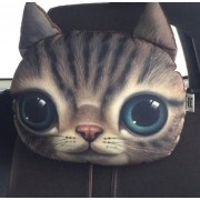 Подушка на подголовник 3D большая Кошка (серый)