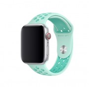 Ремешок спортивный для часов Apple Watch sport band 42 44 гибкий, для пробежек, спортивный, плотно прилегающий (Мятный-белый)