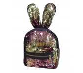Рюкзак с блестками пайетками ушки зайца (Розовый с золотом)