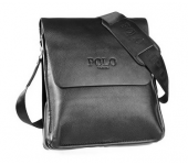 Сумка кожаная размер L мужская для iPad или документов Polo (Черный)