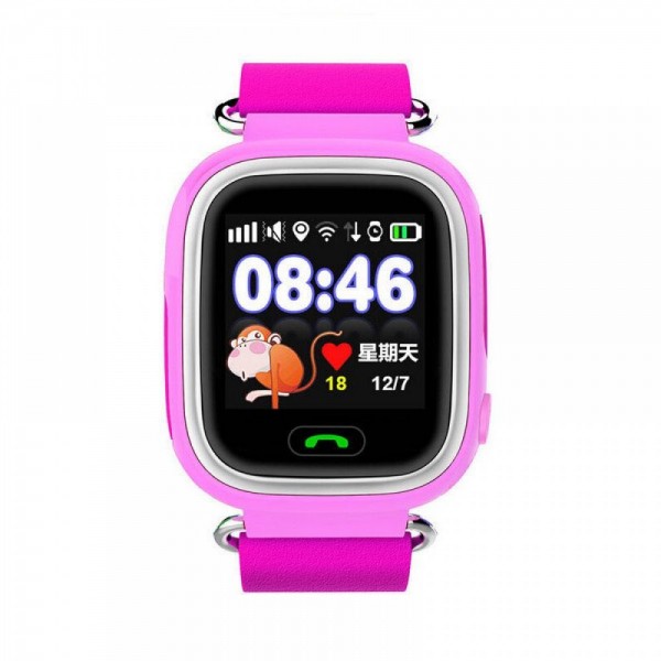 Умные детские часы с телефоном и GPS трекером Smart Watch Q90 (Розовые)