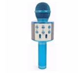Беспроводной Bluetooth Hifi микрофон караоке WS 858 (Голубой)