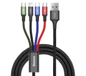 Кабель Baseus Fast 4-in-1 Cable For lightning+Type-C+Micro(2) 3.5A 1.2M CA1T4-C01(Черный)