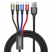 Кабель Baseus Fast 4-in-1 Cable For lightning+Type-C+Micro(2) 3.5A 1.2M CA1T4-C01(Черный)