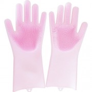 Силиконовые перчатки для мытья посуды (Розовый)