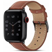 Ремешок для часов Apple Watch натуральная кожа с отстрочкой, строгий, деловой, элегантный (Светло-коричневый 38)