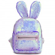 Рюкзак с блестками пайетками ушки зайца (Перламутр с синим)