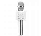 Микрофон караоке со встроенным динамиком Q7 беспроводной Bluetooth (Серебро)