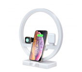 Настольная лампа с беспроводной зарядкой 3 в 1 для iPhone, AirPods, Apple Watch (Белый)