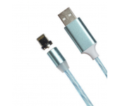 Магнитный кабель USB 360 LED Lightning 1000mm (Голубой)