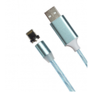 Магнитный кабель USB 360 LED Lightning 1000mm (Голубой)