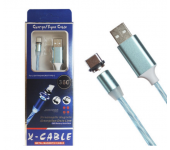 Магнитный кабель USB 360 LED Type-C 1000mm (Голубой)