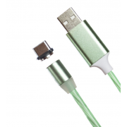 Магнитный кабель USB 360 LED Type-C 1000mm (Зеленый)