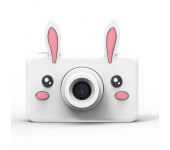Детская цифровая мини камера фотоаппарат с силиконовым чехлом Зайка (Белый)
