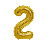 Фольгированный воздушный шар цифра 2 (Золото)