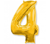 Фольгированный воздушный шар цифра 4 (Золото)