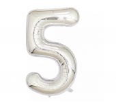 Фольгированный воздушный шар цифра 5 (Серебро)