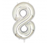 Фольгированный воздушный шар цифра 8 (Серебро)