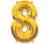 Фольгированный воздушный шар цифра 8 (Золото)