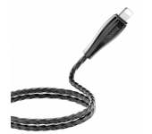 Кабель Hoco U56 Metal armor charging data cable for Lightning 1.2м (Серый металлик)