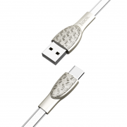 Кабель USB Hoco U52 Bright charging data cable Type-C 2.4A 120cм (Серебро)