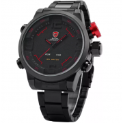 Часы Shark Sport Watch стальной браслет (Черный с красным)
