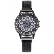 Женские часы с крутящимся циферблатом Flower Diamond (Черный оникс)