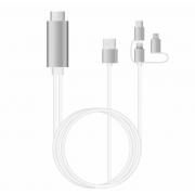 Адаптер HDMI LD6M-3M 1080P HDTV на Lightning Micro-USB Type-C 3 метра (Серебро)