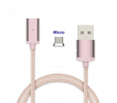 Магнитный кабель Micro USB DM-M12-V8 в тканевой оплетке (Розовый)