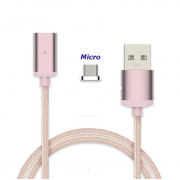 Магнитный кабель Micro USB DM-M12-V8 в тканевой оплетке (Розовый)