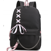 Городской школьный рюкзак KOREA LOOK с тесьмой ТРИ КРЕСТА для учащихся (Черный)