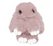 Брелок Кролик из меха с ресничками (Пепельно-розовый)