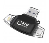 Card Reader 4 in 1 Standard USB+Lightning+Type-C+Micro USB (Черный)