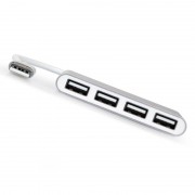 4-портовый USB-концентратор 2in1 USB A/M + Type-C (Белый)