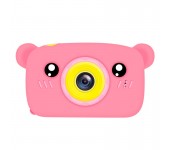 Детская цифровая мини камера фотоаппарат в форме медведя (Розовый)