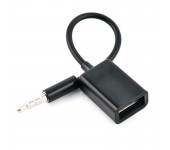 Переходник адаптер AUX Jack 3.5 папа на USB мама (Черный)