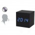 Электронные часы деревянный куб с звуковым управлением VST-869 (Черный) (синие цифры)