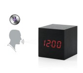 Электронные часы деревянный куб с звуковым управлением VST-869 (Черный) (красные цифры)