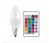 Лампа светодиодная E14 c регулируемым цветом света RGBW, для диммера, с пультом ДУ (Матовая)