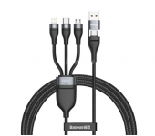 Кабель Baseus Flash Series Two-for-Three Cable USB Type-C - Micro-USB + Lightning + Type-C 100W 1.2 м CA2T3-G1 (Серый)