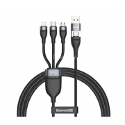 Кабель Baseus Flash Series Two-for-Three Cable USB Type-C - Micro-USB + Lightning + Type-C 100W 1.2 м CA2T3-G1 (Серый)