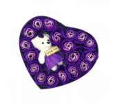 Подарочный набор Мыльные розы с мишкой (Фиолетовый)