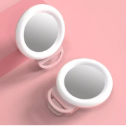 Селфи вспышка с зеркалом RGB LED для телефона, 16 см (Розовая)