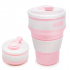 Складной силиконовый термо-стакан с крышкой 350мл Collapsible Coffee Cup (Розовый)