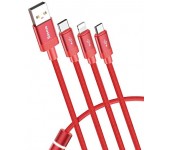 Кабель Baseus Data Faction 3-in-1 Cable USB For M+L+T 3.5A 1.2M CAMLT-PY09 (Красный) 