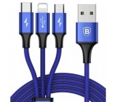 Кабель Baseus Rapid Series 3-in-1 cable 1.2m For IP+Micro+Type-C CAMLT-AFW03 (Синий) 