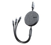 Кабель Baseus Fabric 3-in-1 Flexible Cable USB For M+L+T 3.5A 1.2m CAMLT-BYG1 (Темно-серый)